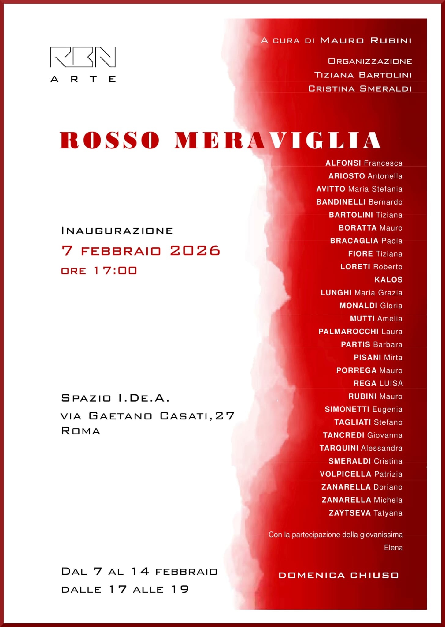 “Rosso meraviglia”: al via la mostra di Spazio Idea