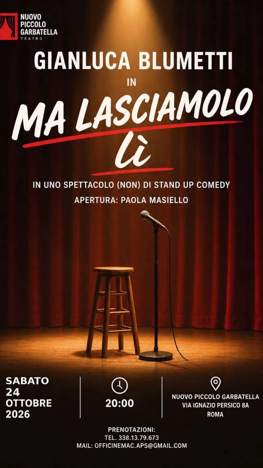 La comicità senza bersagli di Gianluca Blumetti arriva al Nuovo Piccolo Garbatella