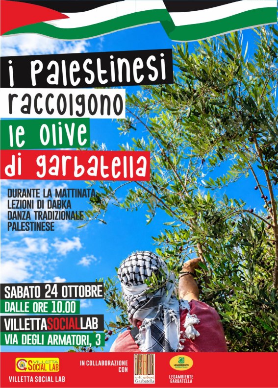 Garbatella, la tradizione palestinese della raccolta delle olive rivive a La Villetta